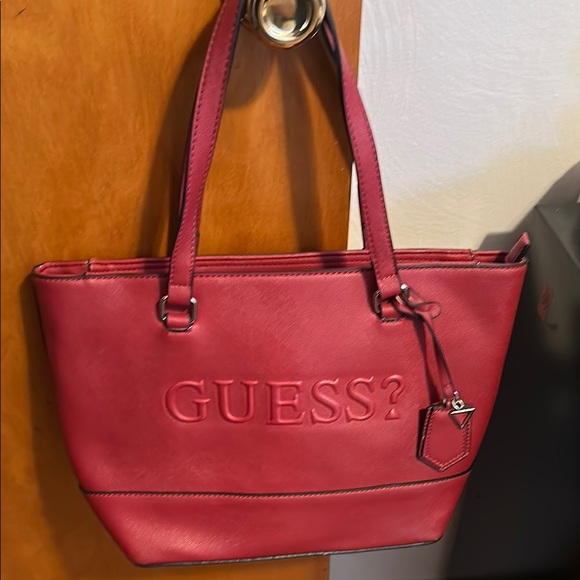 Guess Red Structured Shoulder Bag with Logo - Picture 1 of 11